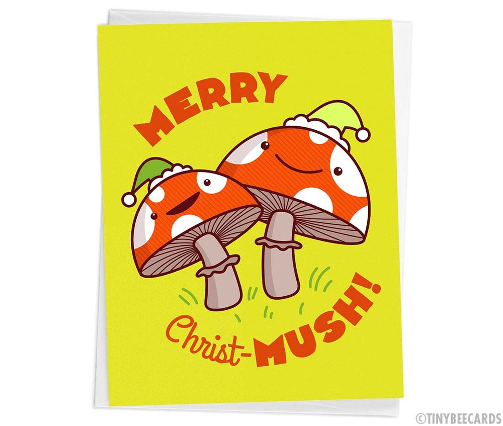 Mushroom Christmas Card "Merry Christ-mush!"