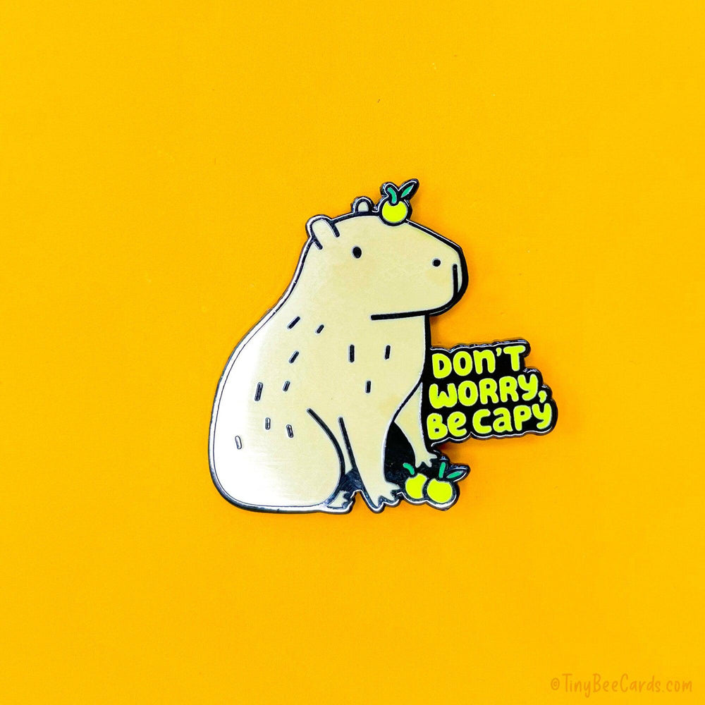 Capybara and Yuzu Hard Enamel Pin "Don't Worry Be Capy"
