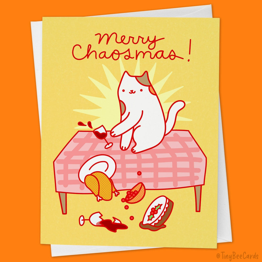 Bad Cat Christmas Card "Merry Chaosmas!"