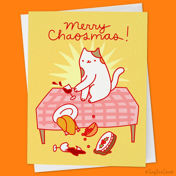 Bad Cat Christmas Card "Merry Chaosmas!"
