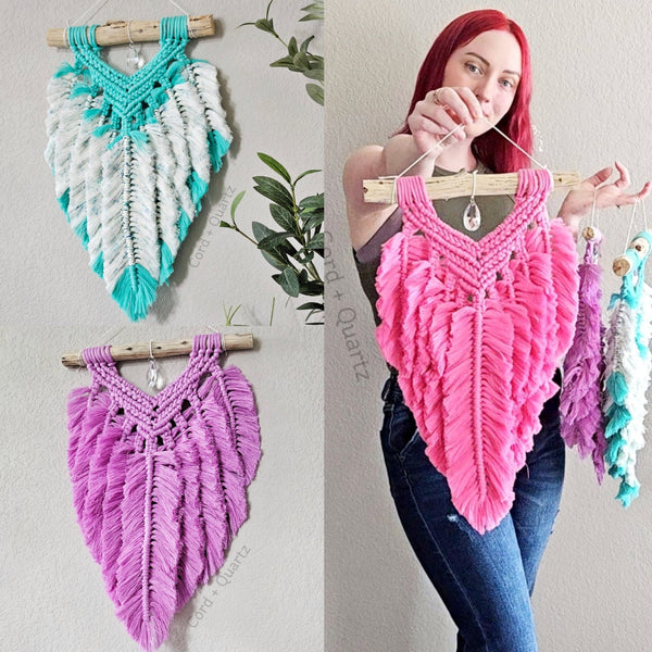 12x18 Macrame Feathered wall hanging. 3 styles to choose from. Ready to ship.