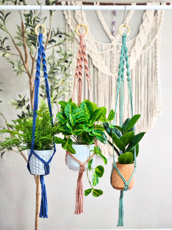 Macrame plant hangers. Spiral design. made to order