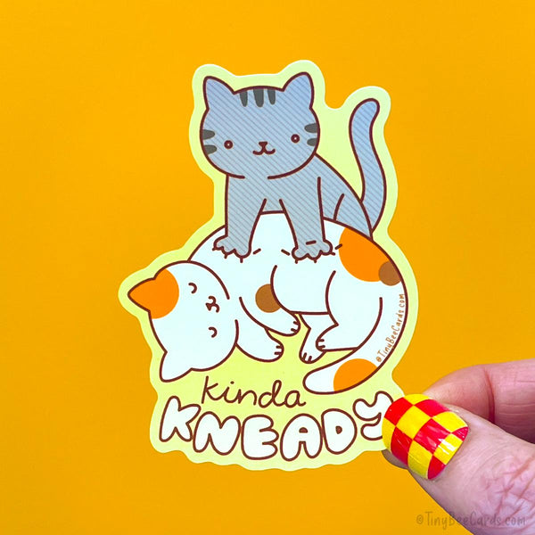 Kneading Cat Vinyl Sticker "Kinda Kneady"