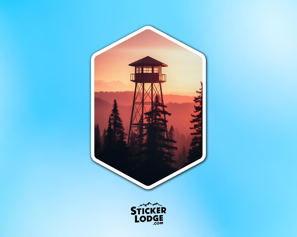 Firewatch Tower Sunset Vinyl Sticker
