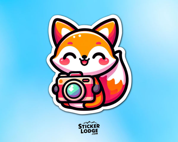 Fox Photographer Kawaii Vinyl Sticker
