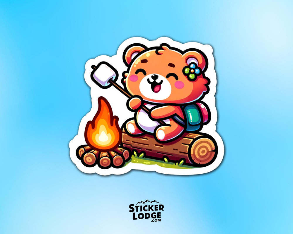 Happy Camper Bear Vinyl Sticker