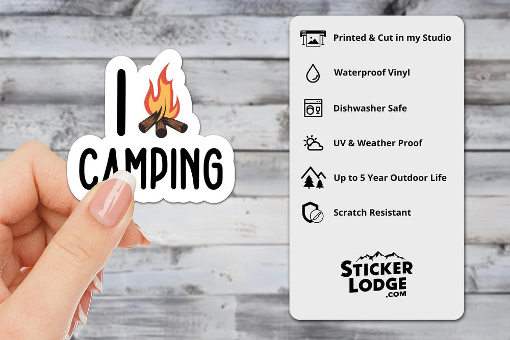 I Love Camping Vinyl Sticker