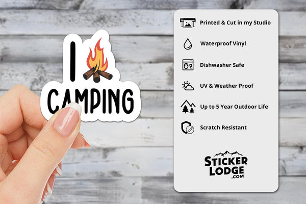 I Love Camping Vinyl Sticker