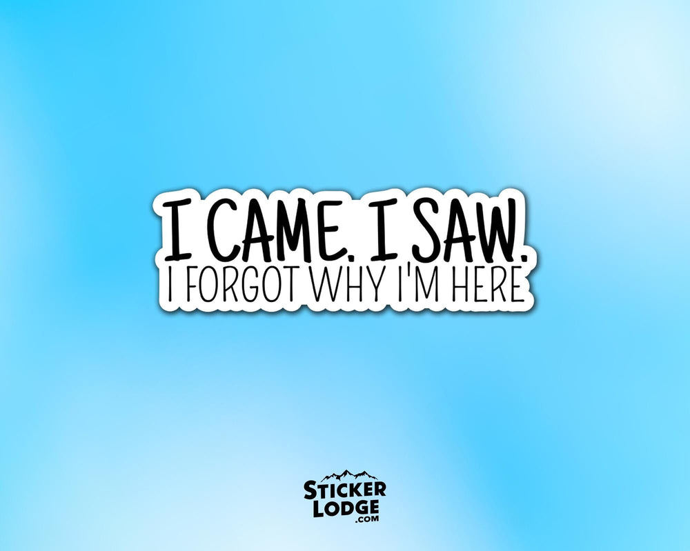I Came, I Saw, I Forgot Why I'm Here Vinyl Sticker