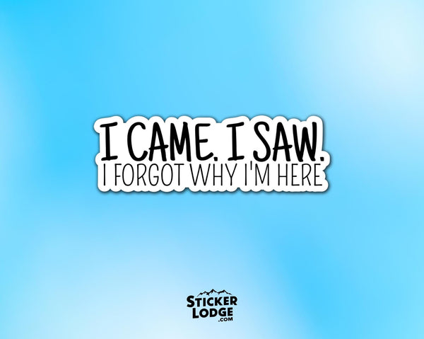 I Came, I Saw, I Forgot Why I'm Here Vinyl Sticker