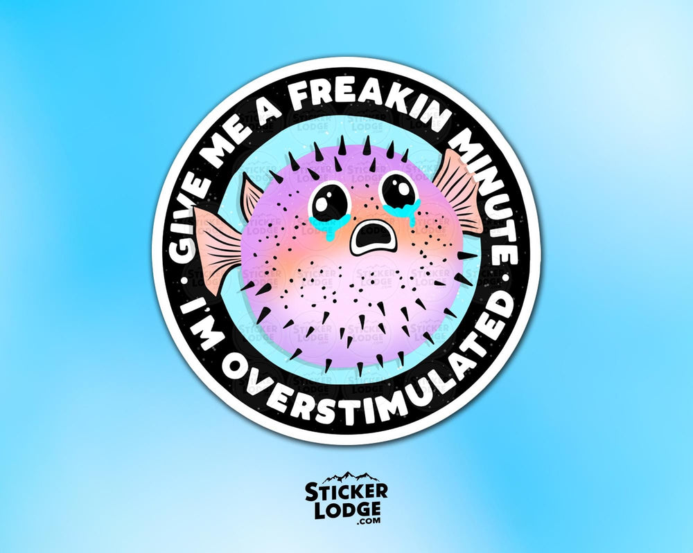 Overstimulated Pufferfish Vinyl Sticker