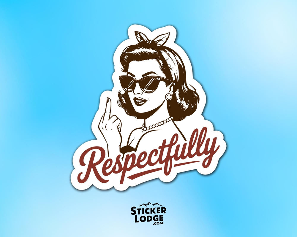 Respectfully Retro Sassy Middle Finger Vinyl Sticker