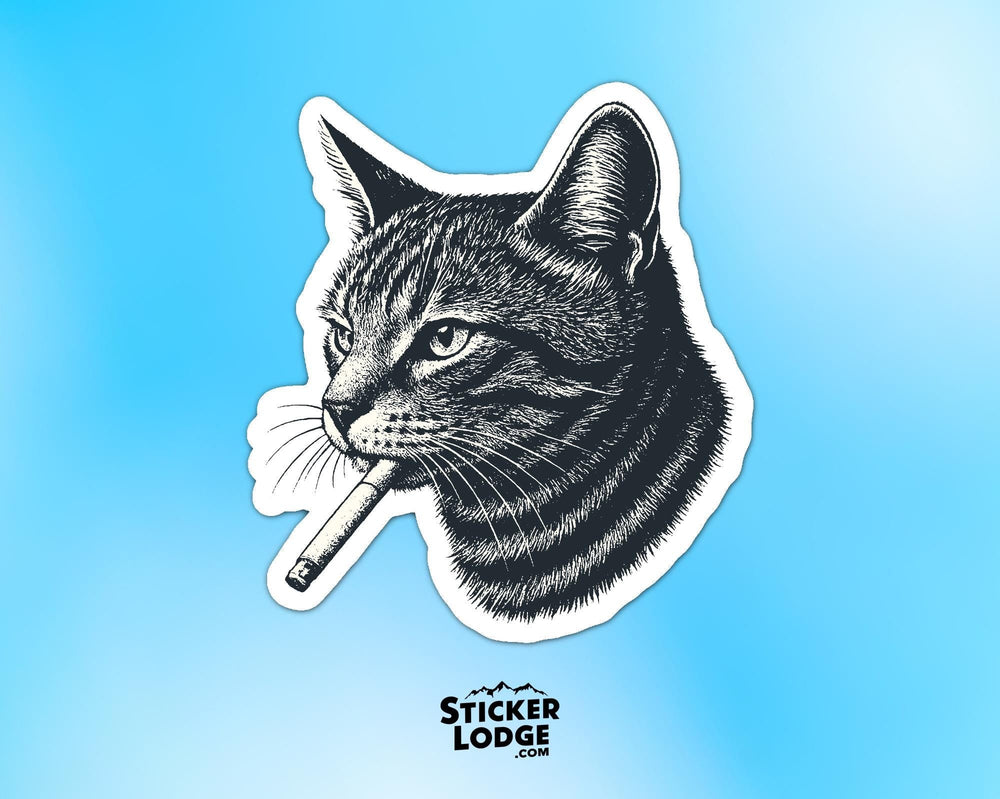 Smoking Cat Vinyl Sticker