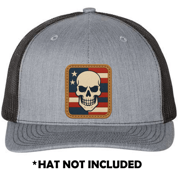 Rectangle Leather Skull USA UV Printed Hat Patch