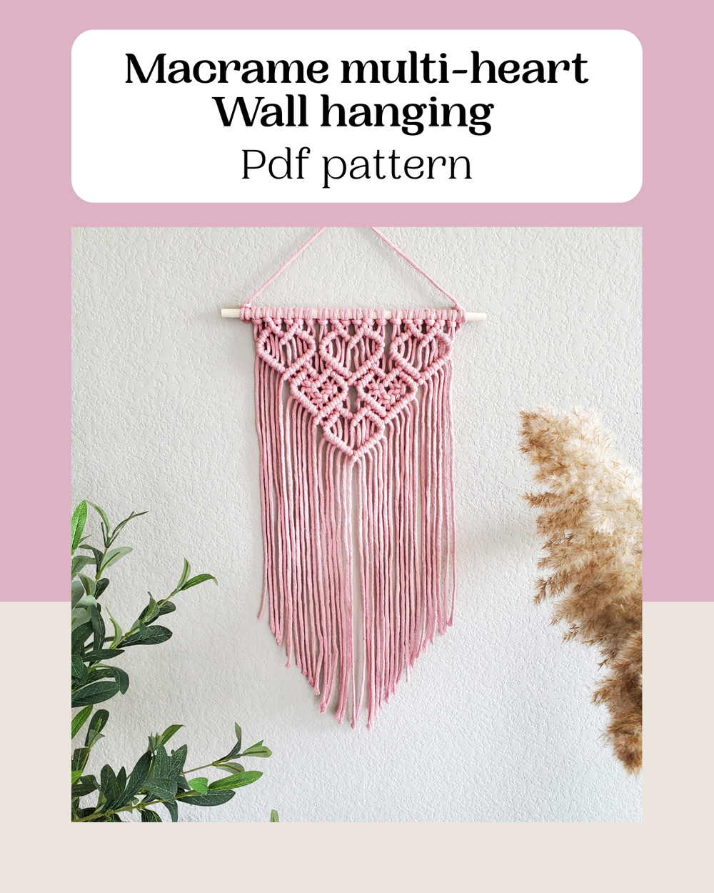 Macrame wall hanging pdf pattern "valentine"