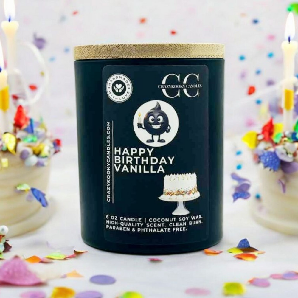 HAPPY BIRTHDAY VANILLA - Funny Candle, Scented Coconut Soy Candle, 6oz