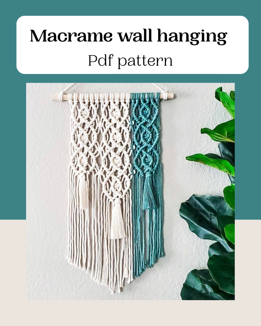 Geometric macrame wall hanging pattern. PDF pattern digital download