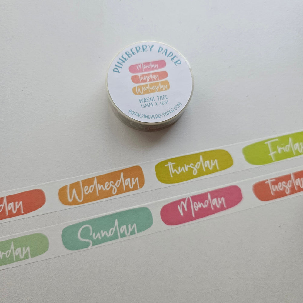Days of the Week Washi Tape | 15mm x 10m