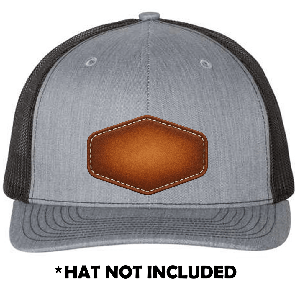 Wide Hexagon Airbrushed Leather UV Printed Hat Patch